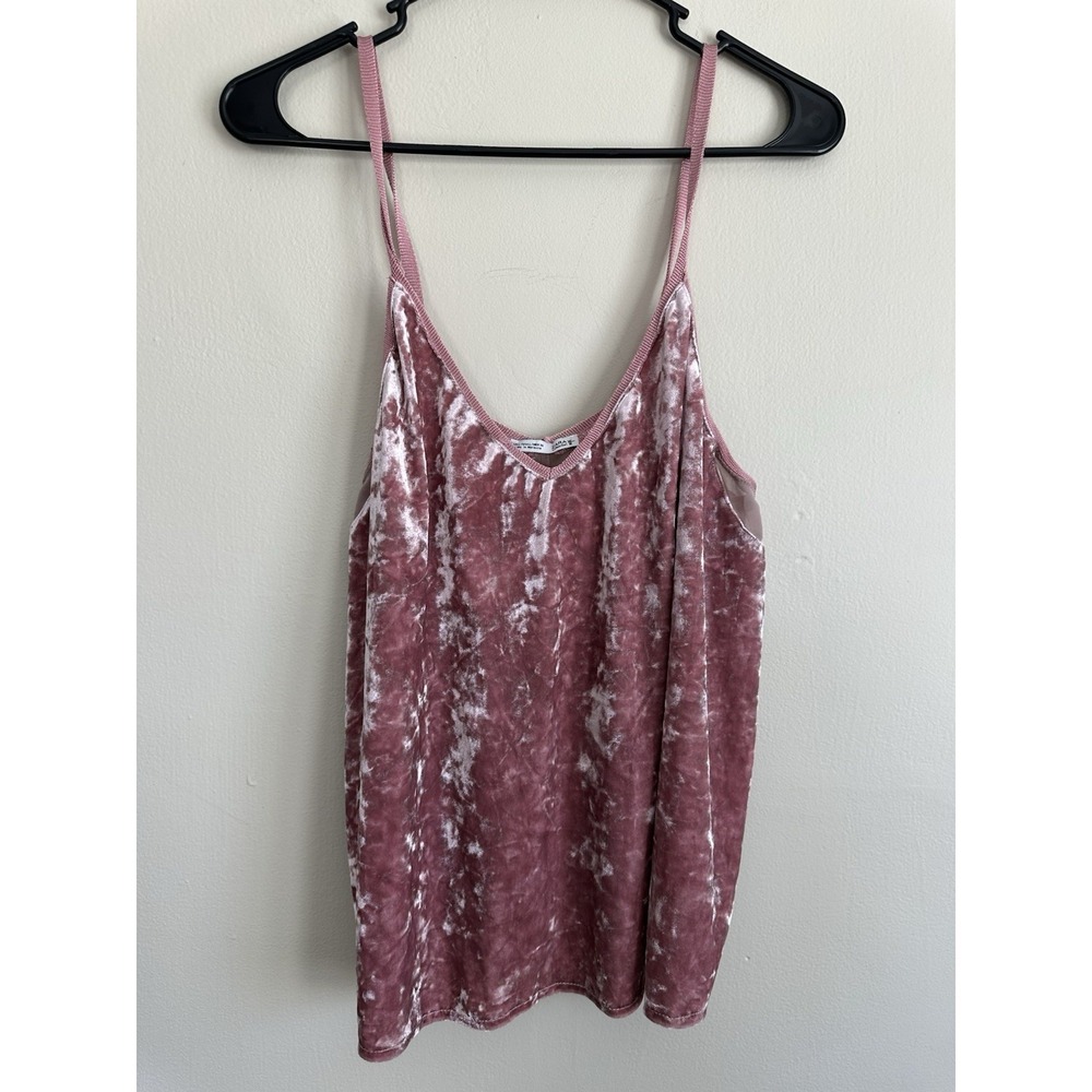 Vintage ZARA Tank Top Camisole LARGE Mauve Velour Lace Mesh Spaghetti Strap